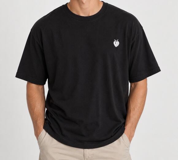 American Apparel Other - American Apparel Black T-Shirt 2XL Embroidered Peach Logo 100% Cotton